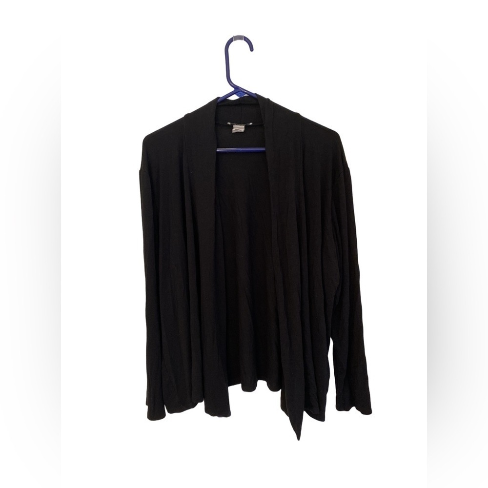Carol Rose Black Open Front Cardigan Lightweight Rayon Spandex 2X
